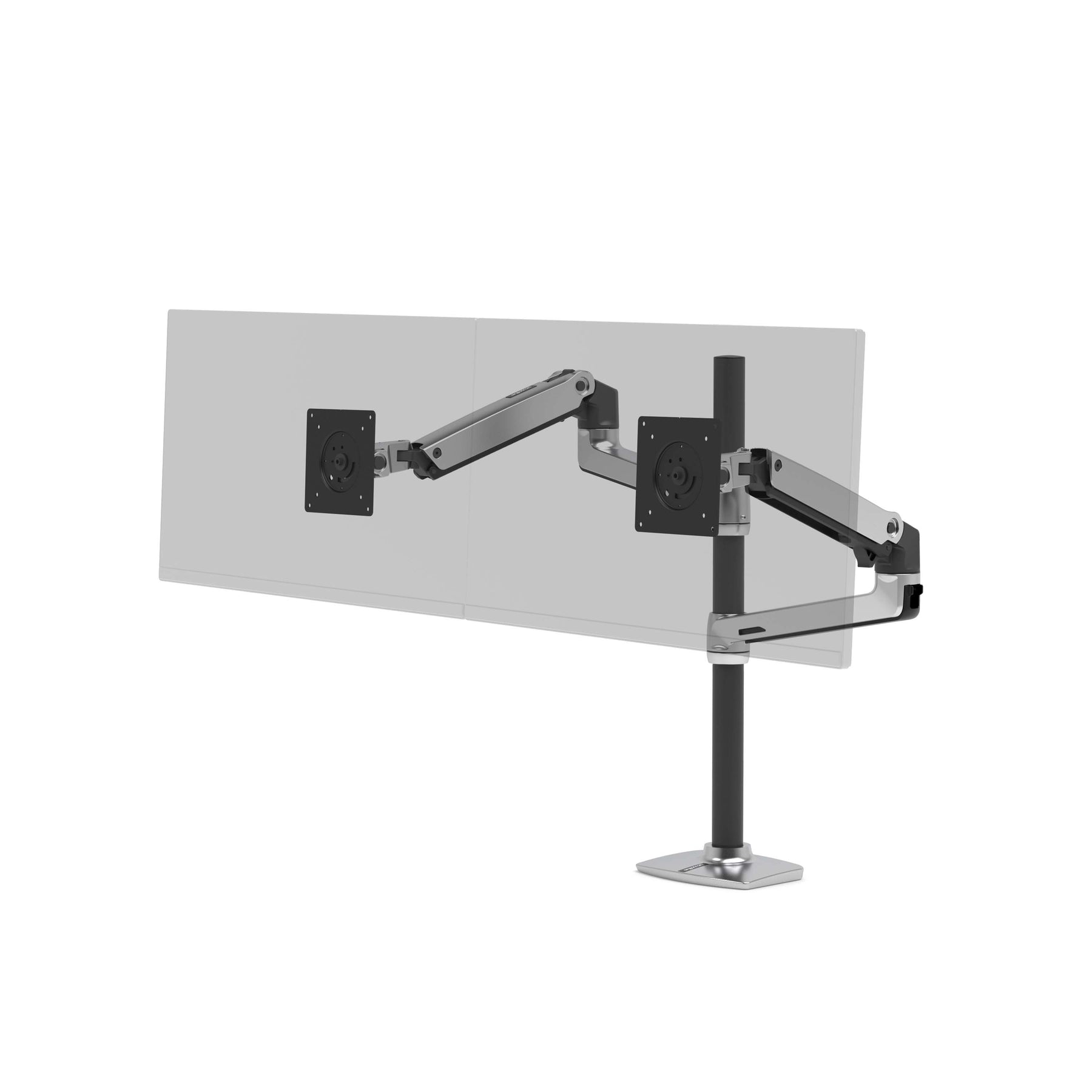 Ergotron LX - Kit de montaje (poste alto, brazo de apilamiento doble) - Para 2 pantallas LCD - Aluminio, acero - Aluminio pulido con pantallas negras - Tamaño de pantalla: hasta 40"