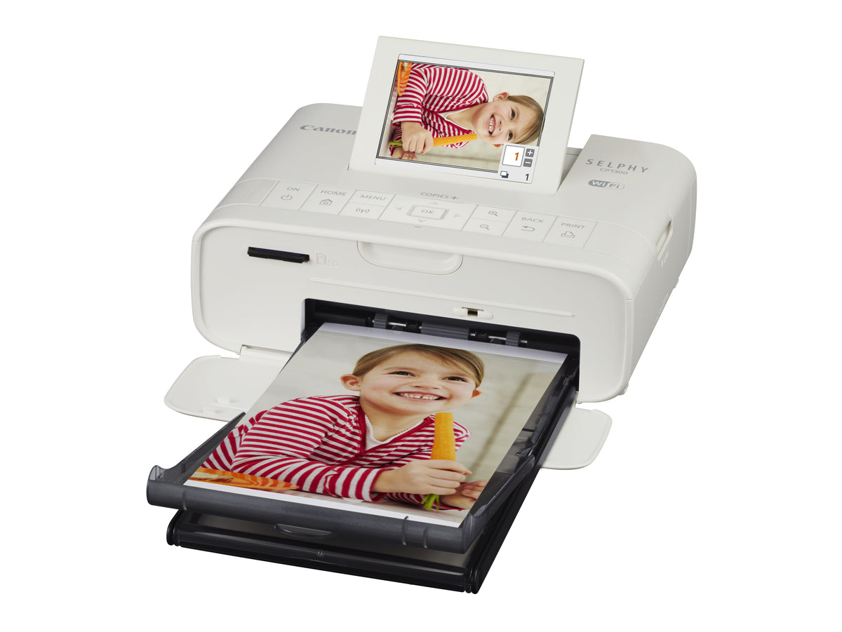 Canon SELPHY CP1300 - Impresora - color - sublimación de color - 148 x 100 mm hasta 0,78 min/página (color) - USB, host USB, Wi-Fi - blanco