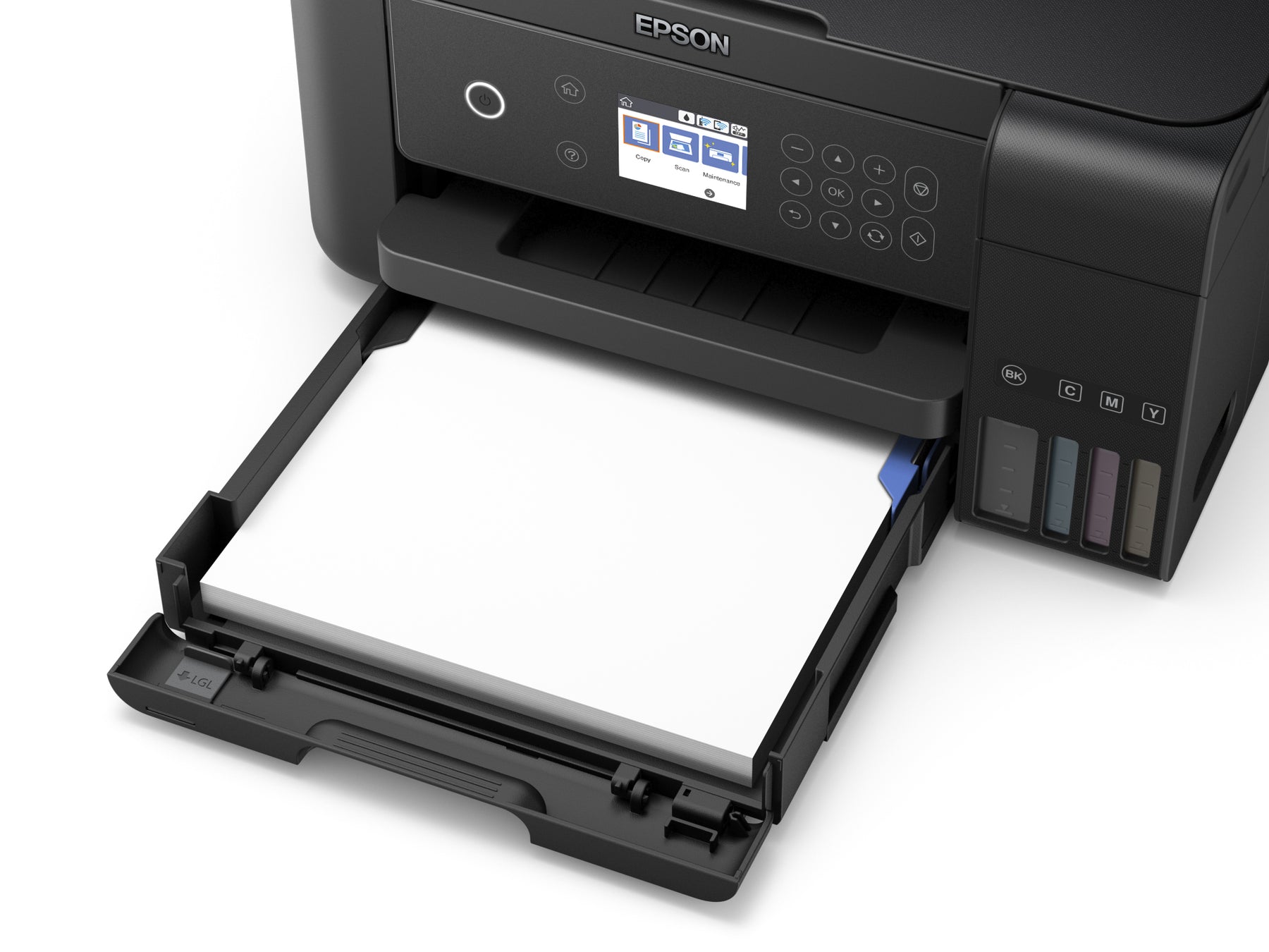 Epson EcoTank ET-3700 - Impresora multifunción - color - inyección de tinta - A4/Legal (soportes) - hasta 15 ppm (impresión) - 150 hojas - USB, LAN, Wi-Fi