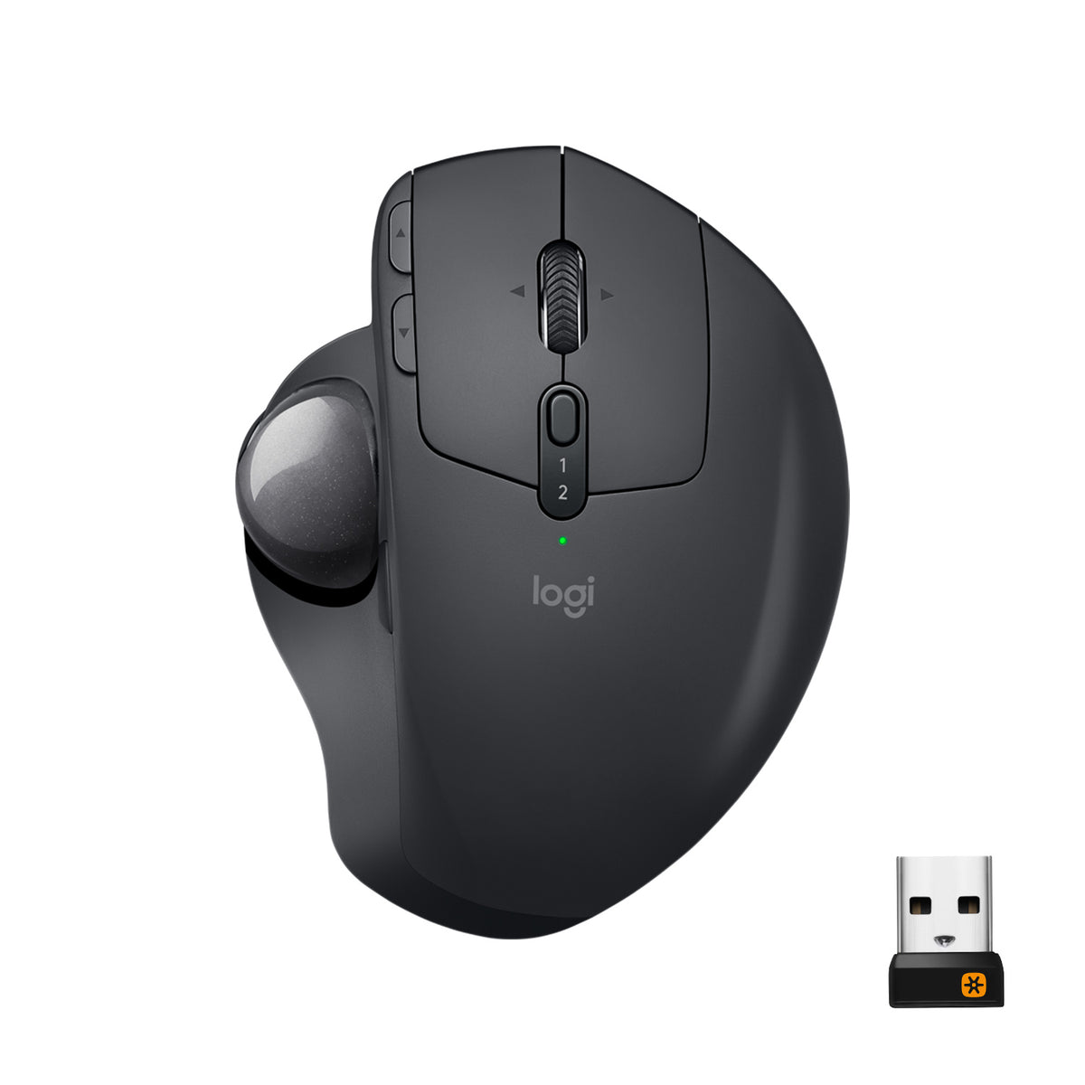 Logitech MX ERGO - Trackball - Optical - 8 Buttons - Wireless - Bluetooth, 2.4GHz - USB Wireless Receiver