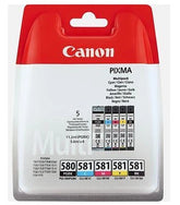 Canon PGI-580 PGBK/CLI-581 CMYBK Multipack - Pack de 5 - preto, amarelo, azul cyan, magenta - original - blister com segurança - tanque de tinta - para PIXMA TS6251, TS6350, TS6351, TS705, TS8252, TS8350, TS8351, TS8352, TS9550, TS9551