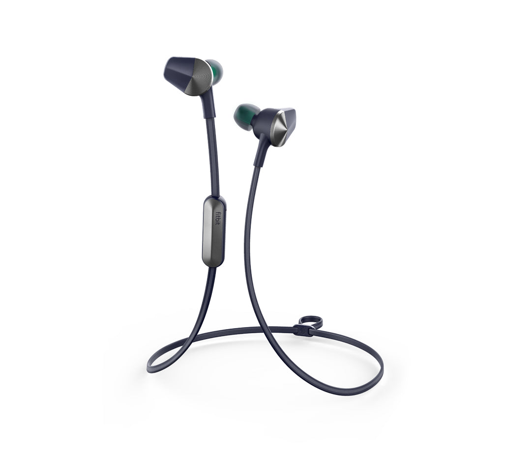 Fitbit Flyer - Auscultadores intra-aurais com microfonoe - intra-auricular - bluetooth - sem fios - isolamento de ruído - azul noite