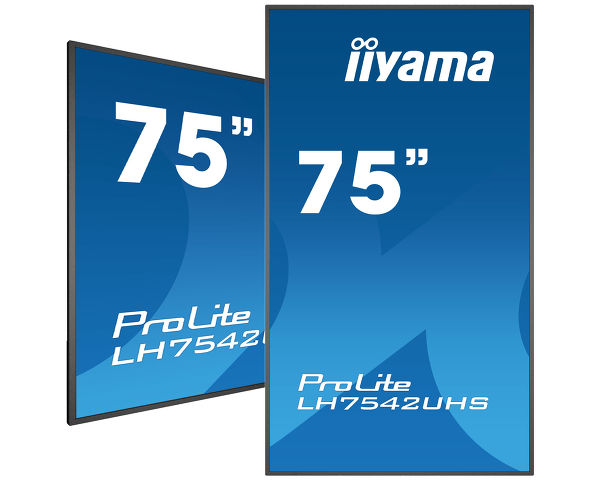 iiyama ProLite LH7542UHS-B1 - 75" Classe Diagonal (74.5" visível) ecrã LCD com luz de fundo LED - sinalização digital - 4K UHD (2160p) 3840 x 2160 - preto opaco