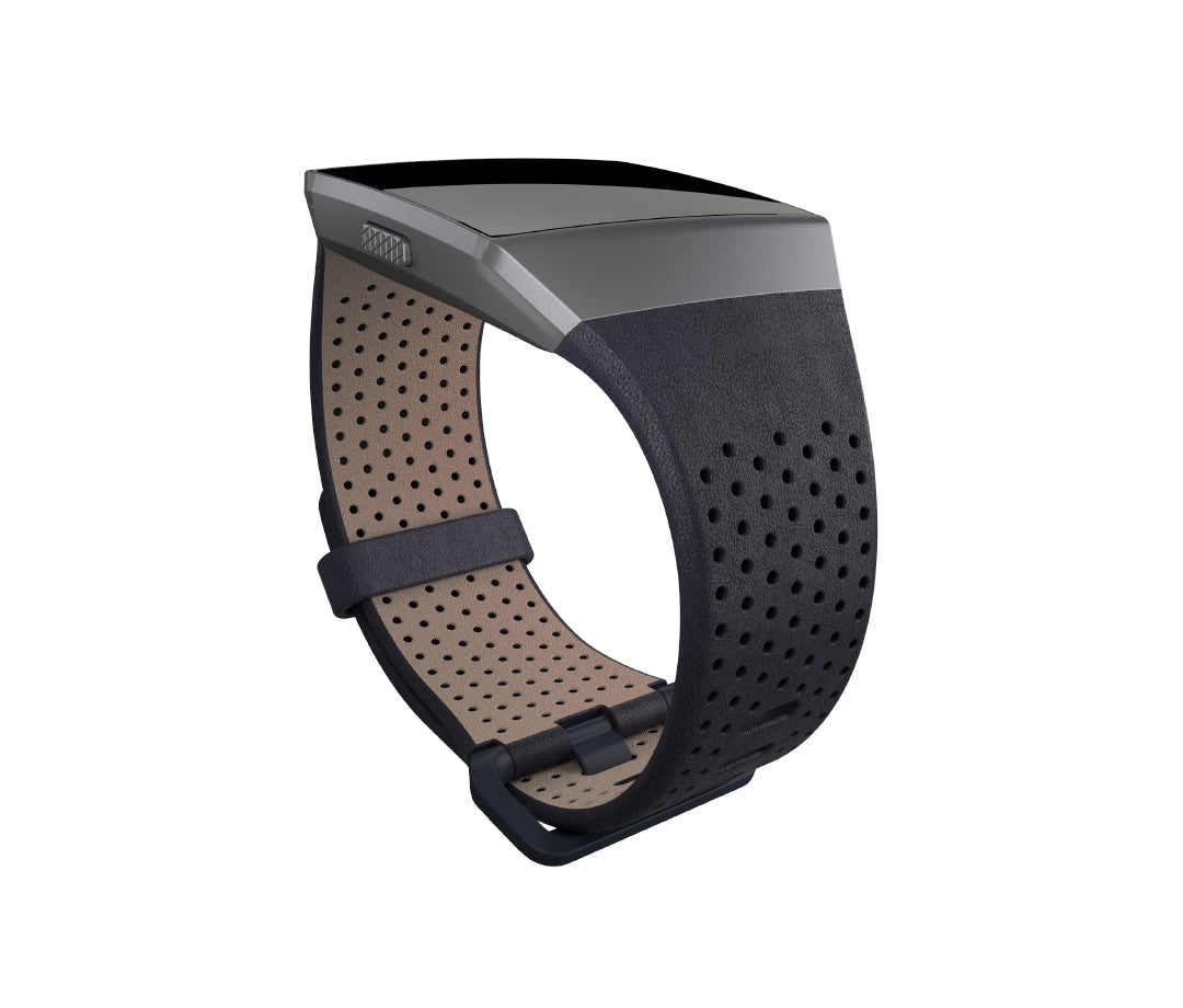 Fitbit Leather Band - Bracelete de relógio para relógio inteligente - Grande - azul noite - para Fitbit Ionic
