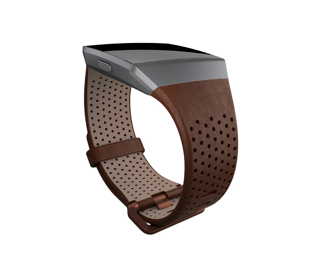 Fitbit Leather Band - Bracelete de relógio para relógio inteligente - Grande - conhaque - para Fitbit Ionic