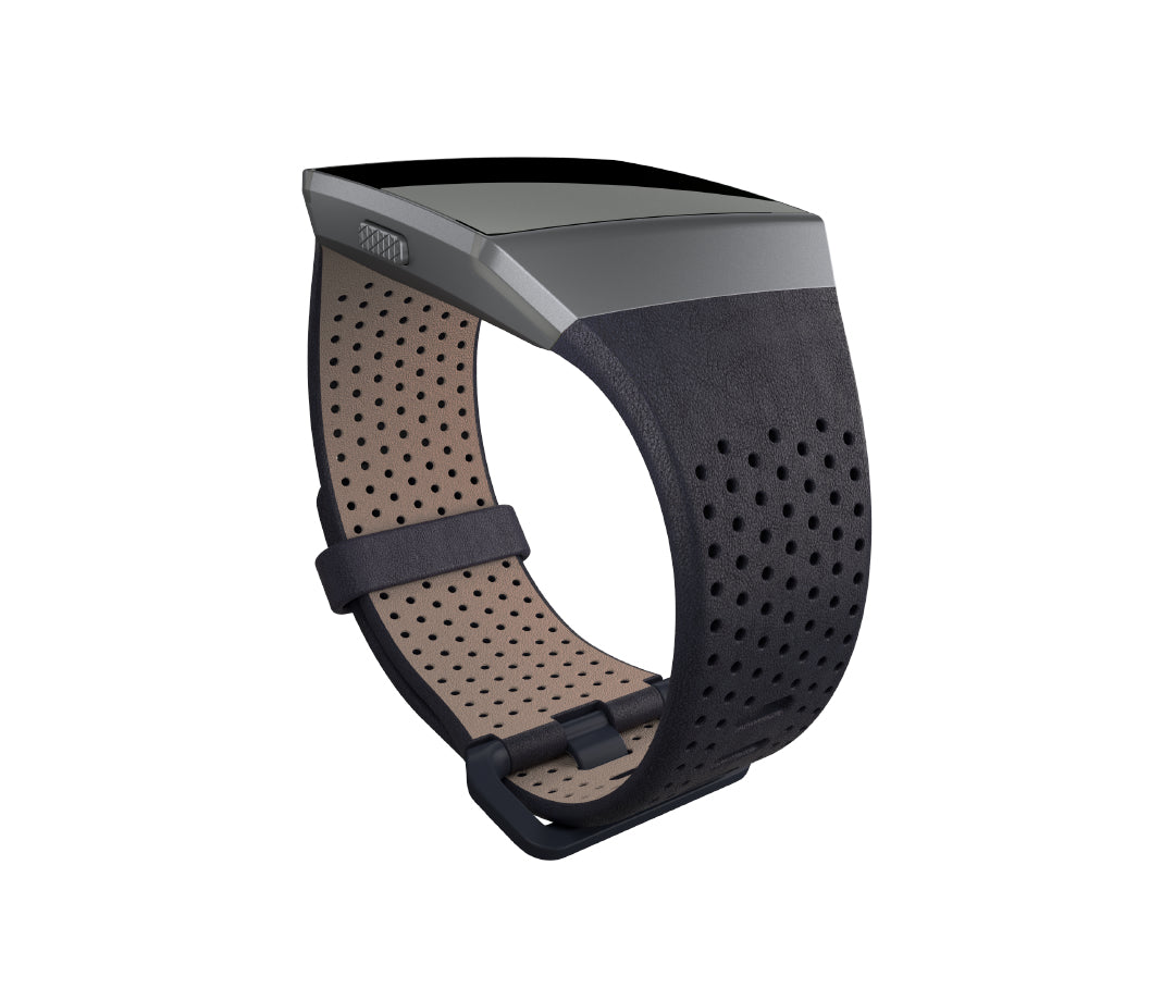 Correa de cuero perforada para Fitbit - Correa para reloj inteligente - Pequeña - Azul noche - para Fitbit Ionic