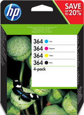 HP 364 - Pack de 4 - negro, amarillo, cian, magenta - original - blister - cartucho de tinta - para Deskjet 35XX, Photosmart 55XX, 55XX B111, 65XX, 65XX B211, 7510 C311, B110, Wireless B110