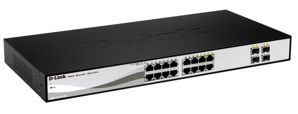 D-Link Web Smart DGS-1210-16 - Switch - Administrado - 16 x 10/100/1000 + 4 x SFP compartido - escritorio