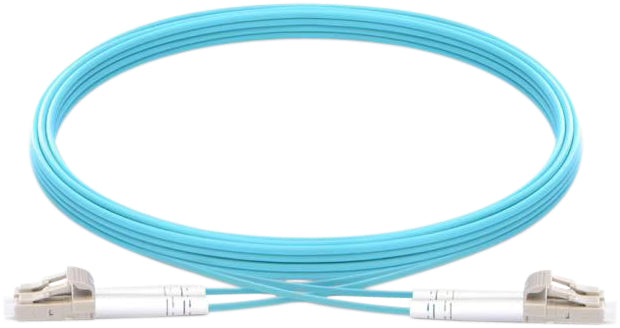 VISION Professional installation-grade network fibre cable - LIFETIME WARRANTY - LSZH - 50 / 125 micron - OM3 - LC/UPC (M) to LC/UPC (M) - outer diameter 3.0 mm  - 2 m - light blue