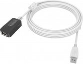 VISION installation-grade USB 2.0 active extension cable - LIFETIME WARRANTY - gold connectors - ferrite cores - 480mbit/s - over 65% coverage braided shield - USB-A (F) to USB-A (M) - outer diameter 4.5 mm - 28+24 AWG - 5 m - white