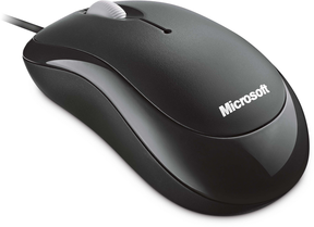 Microsoft Basic Optical Mouse - Ratón - para diestros y zurdos - óptico - 3 botones - con cable - USB - negro