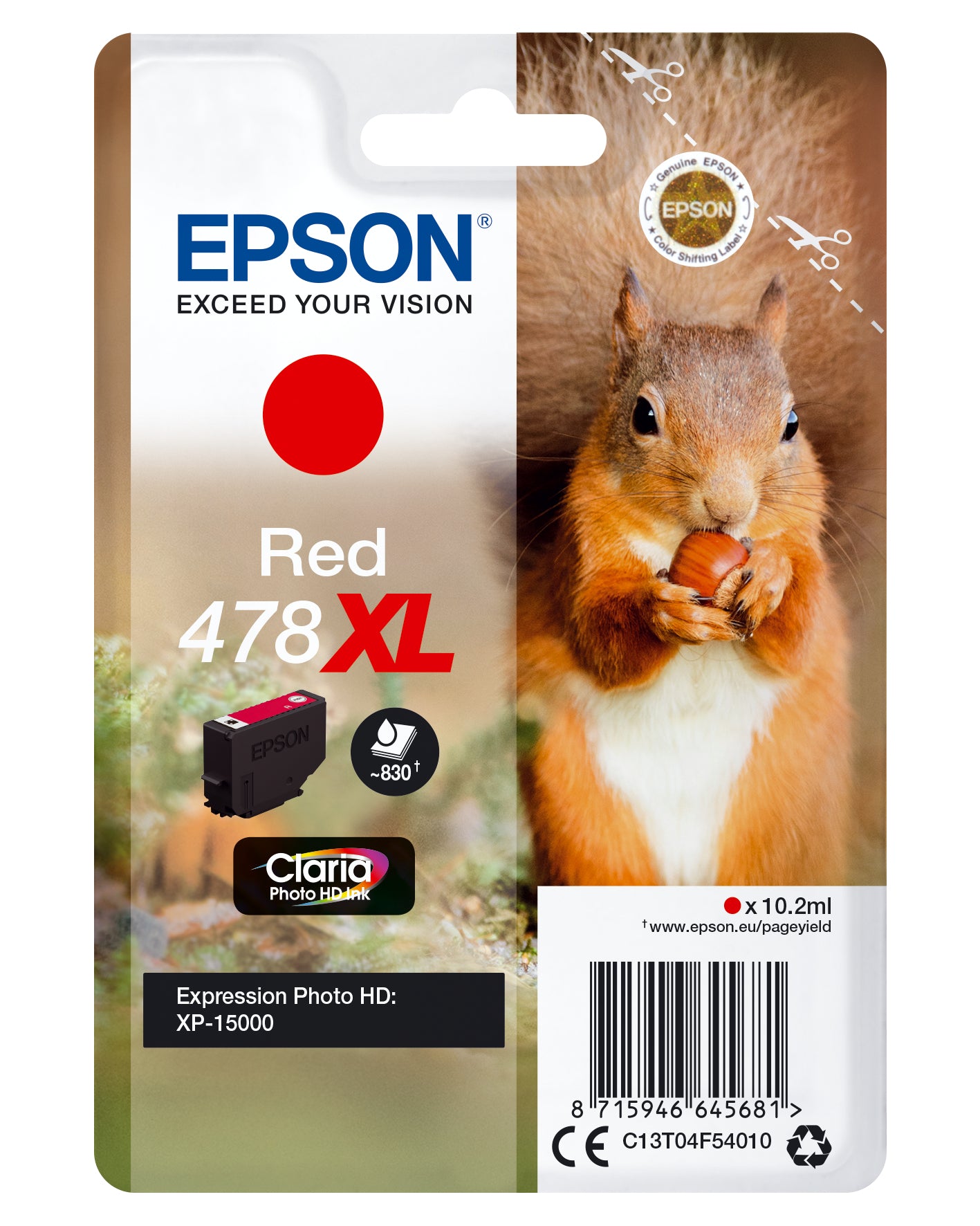 Epson 478XL - 10.2 ml - alta capacidade - vermelho - original - tinteiro - para Expression Home HD XP-15000