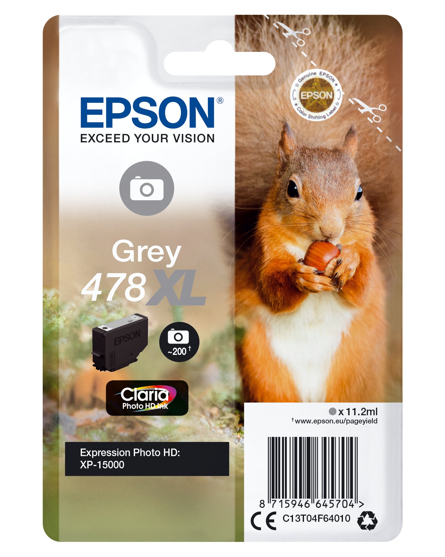 Epson 478XL - 11,2 ml - alta capacidad - gris - original - cartucho de tinta - para Expression Home HD XP-15000