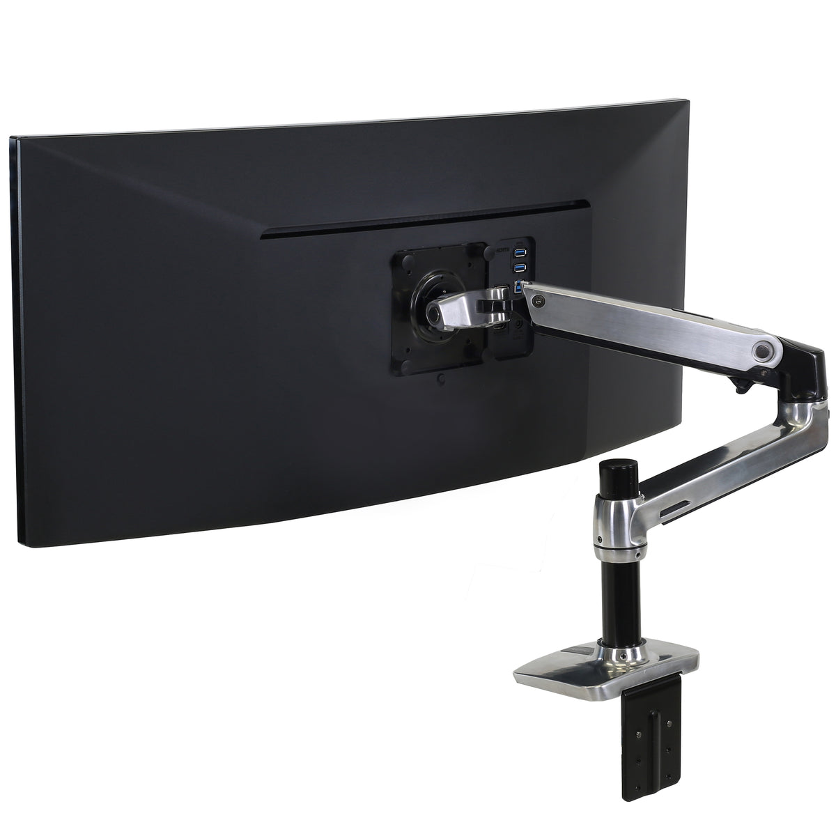 Ergotron LX - Mounting Kit (Swing Arm, Desk Clamp Mount, Extension Adapter, Eyelet Mount Base, 7" Pole) - For LCD Display - Polished Aluminum - Screen Size: Up to 34"