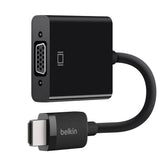 Belkin - Adaptador de vídeo - HDMI macho para HD-15 (VGA) fêmea - 25 cm - preto - parafusos de suporte