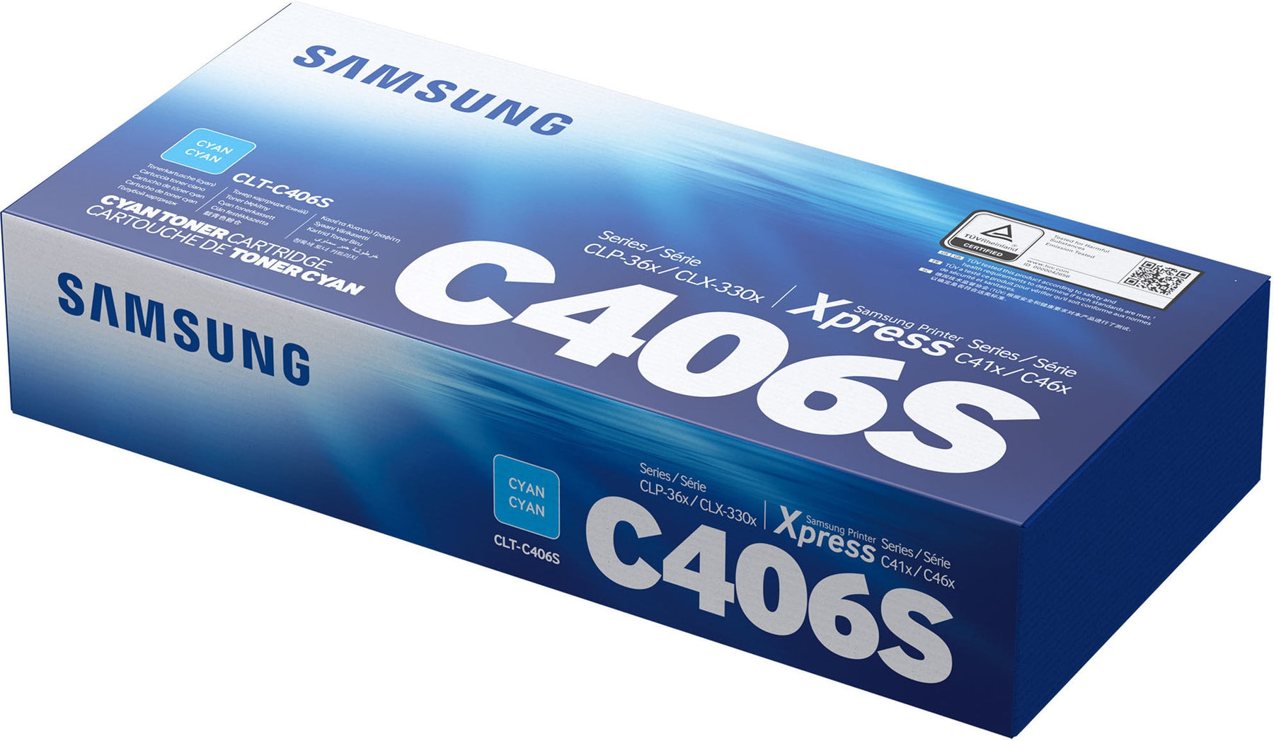 Samsung CLT-C406S - Azul cian - original - cartucho de tóner (ST984A) - para Samsung CLX-3300, 3302, 3303, 3304, 3305, 3306, 3307, SCX-3300, 3301, 3305, 3306