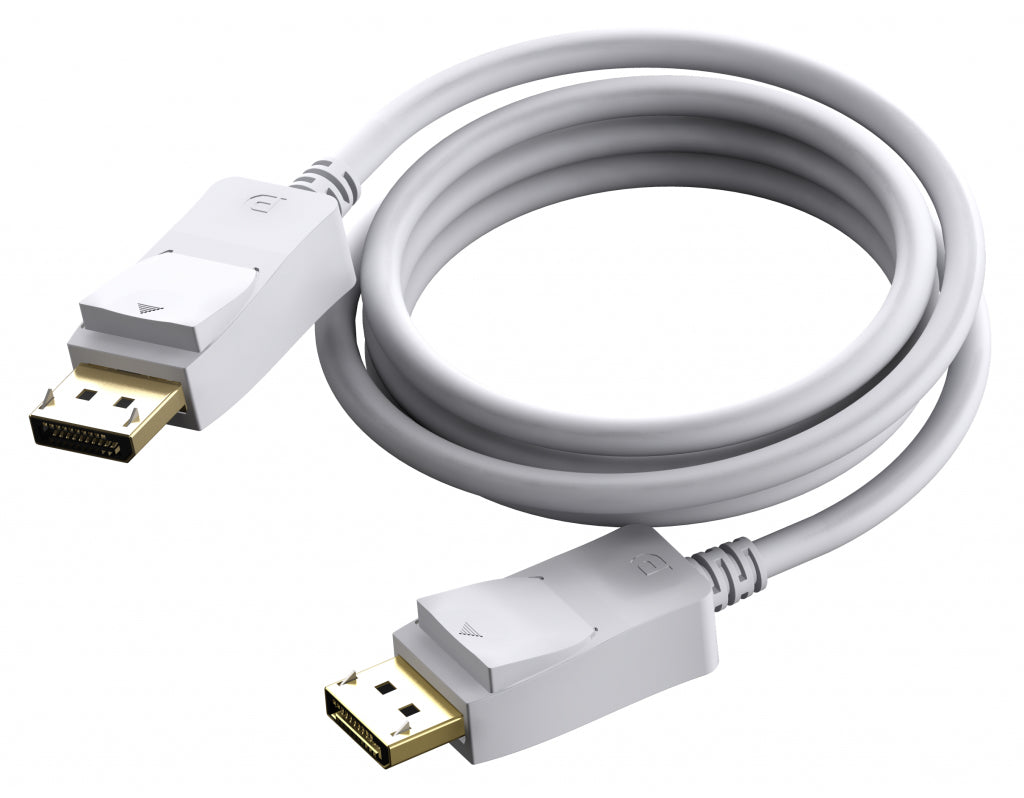 VISION Professional installation-grade DisplayPort cable - LIFETIME WARRANTY - version 1.2 4K - ferrite cores - gold connectors - supports 1 mbps bidirectional aux channel and hotplug - DP (M) to DP (M) - outer diameter 7.3 mm - 26 AWG - 10 m - white