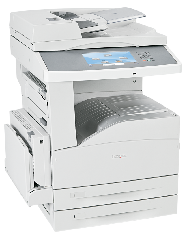 Lexmark X864de 4 - Multifunction printer - B/W - laser - A3/Ledger (297 x 432 mm) (original) - A3/Ledger (media) - up to 55 ppm (copy) - up to 55 ppm (print) - 1100 leaves - 33.6 Kbps - USB 2.0, Gigabit LAN, USB host