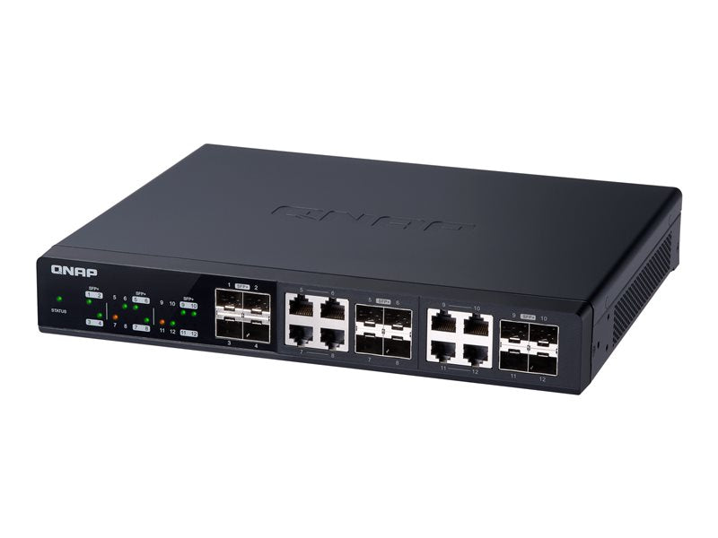 QNAP QSW-M1208-8C - Switch - Admin - 4 x 10 Gigabit SFP+ + 8 x 10 Gigabit SFP+/RJ-45 combo - escritorio, montaje en riel (QSW-M1208-8C)