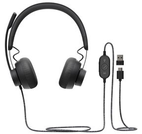 Logitech Zone Wired - Auriculares - en el oído - con cable - USB-C - grafito - para bluechip TRAVELline B15W51