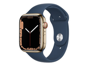 Apple Watch Series 7 GPS + Cellular, 45mm Gold Stainless Steel with Abyss Blue Sport Band - Regular