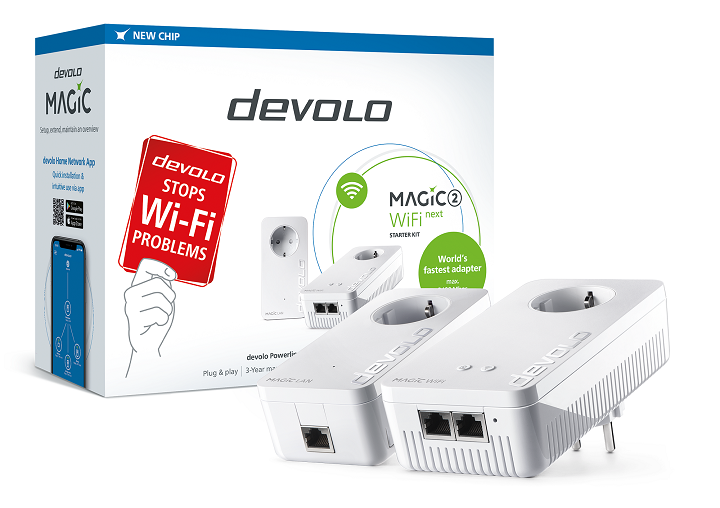 devolo Magic 2 WiFi next Starter Kit, PLC speed up to 2400Mbps, Mesh Wi-Fi w/ 2 LAN Port - PT8624