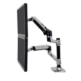 Ergotron LX - Mounting Kit (Desk Clip Mount, Metal Ring Mount, Pole, 2 Swing Arms, 2 Extension Brackets, Laptop Tray) - For 2 LCD Displays or LCD Display and Notebook - Polished Aluminum - Screen Size : at