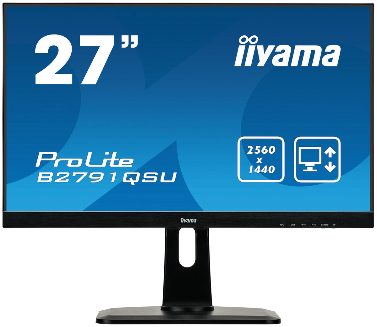 iiyama ProLite B2791QSU-B1 - LED Monitor - 27" - 2560 x 1440 QHD @ 75 Hz - TN - 350 cd/m² - 1000:1 - 1ms - HDMI, DVI, DisplayPort - speakers - black