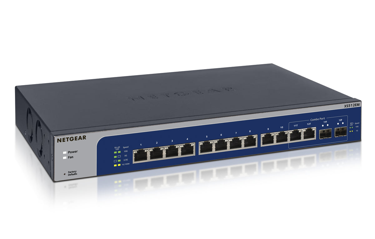 NETGEAR Plus XS512EM - Switch - Smart - 10 x 100/1000/2.5G/5G/10GBase-T + 2 x Combo SFP+ 10 Gigabit - desktop, rail mountable