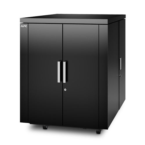 APC NetShelter CX Secure Soundproof Server Room in a Box Enclosure - Shock Packaging - Cabinet Enclosure - with Power Distribution Unit - Black - 18U - 19"