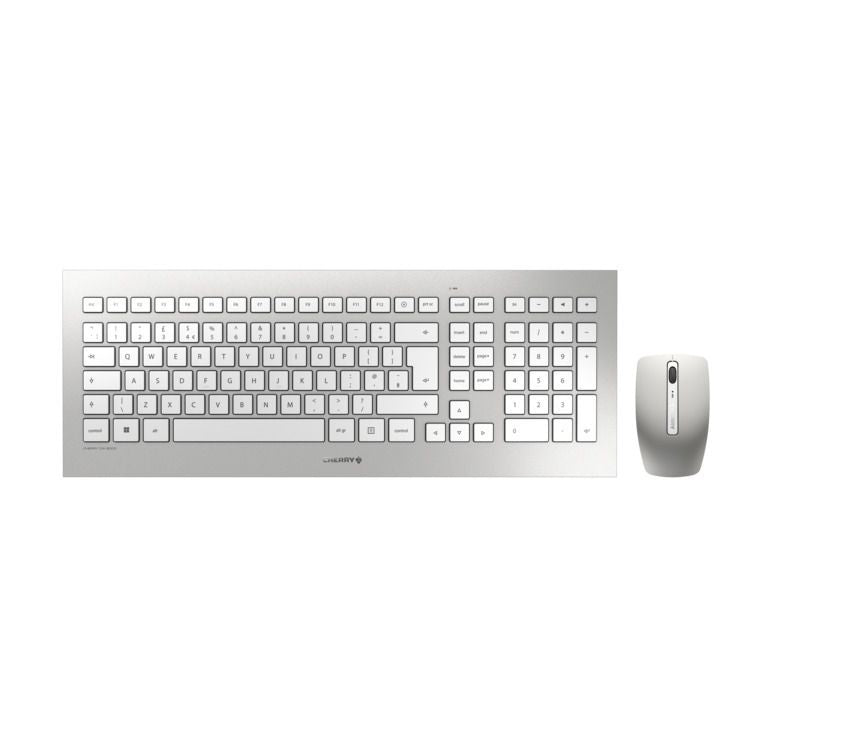 CHERRY DW 8000 - Keyboard and Mouse Set - Wireless - 2.4GHz - Spanish - White, Silver