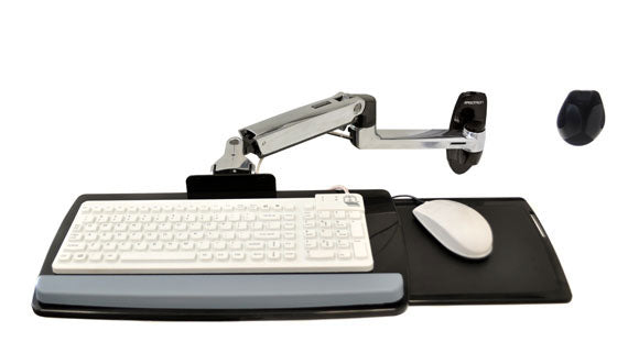 Ergotron LX - Keyboard/Mouse Arm Frame Tray - Wall Mount, Track Wall Mount - Polished Aluminum