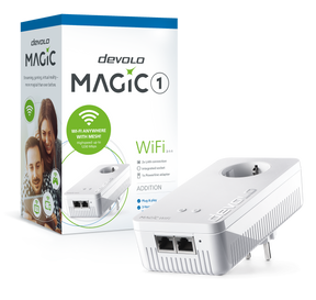 devolo Magic 1 WiFi, Adaptador adicional, Velocidad. PLC hasta 1200 Mbps, malla Wi-Fi con 2 puertos LAN - PT8358