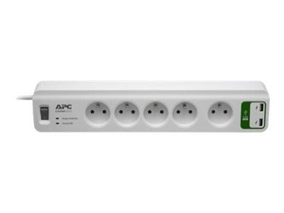 APC SurgeArrest Essential - Surge Protector - AC 230 V - 2300 Watt - output connectors: 5 - Belgium, France - white (PM5U-FR)