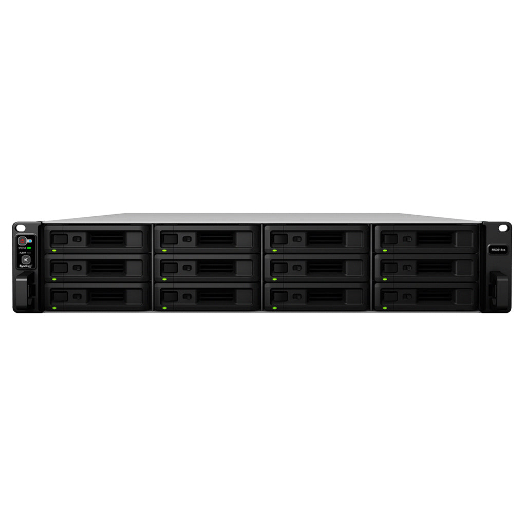 Synology RackStation RS3618XS - Servidor NAS - 12 bahías - montable en rack - SATA 6Gb/s - RAID (expansión de disco duro) 0, 1, 5, 6, 10, JBOD, RAID F1 - RAM 8 GB - Gigabit Ethernet - Soporte iSCSI - 2U