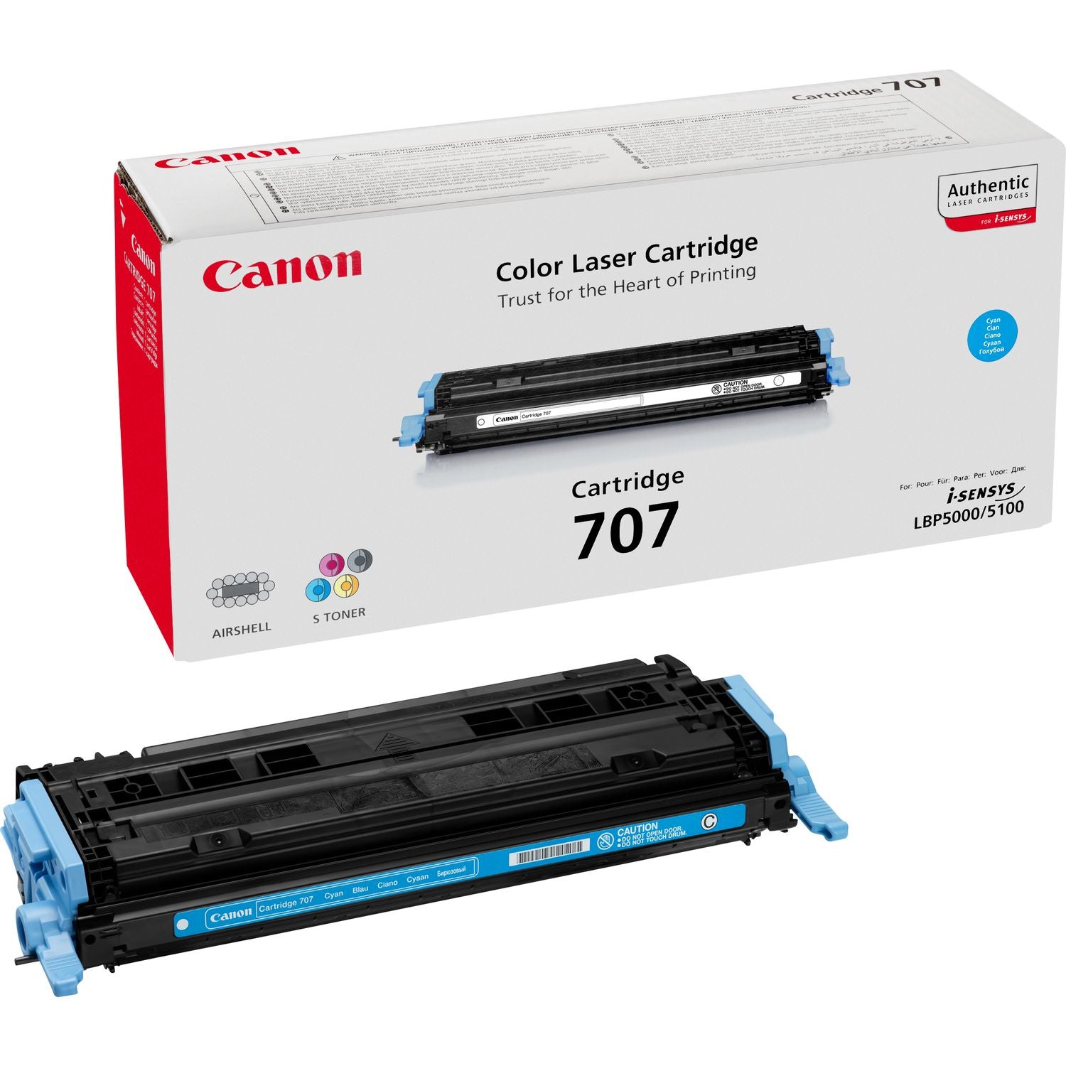 Canon 707C - Azul cyan - original - cartucho de toner - para i-SENSYS LBP5000, LBP5100, Laser Shot LBP-5000, 5100