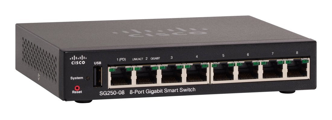 Cisco 250 Series SG250-08 - Conmutador - L3 - Inteligente - 8 x 10/100/1000 - Escritorio