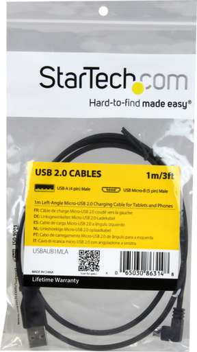 CABLE 1M MICRO USB ACODADO (USBAUB1MLA)