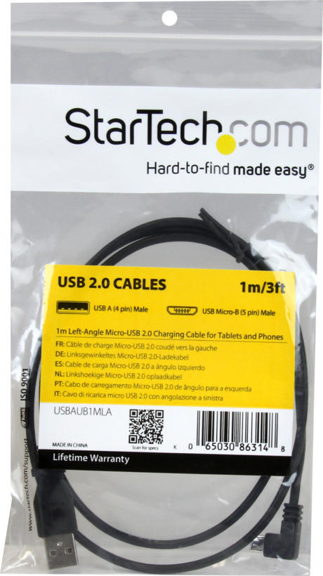 CABLE 1M MICRO USB ACODADO (USBAUB1MLA)