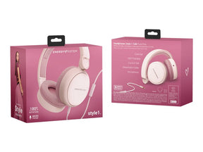 Energy Style 1 Talk - Auscultadores supra-aurais com microfonoe - tamanho completo - com cabo - macaco de 3,5 mm - rosa puro