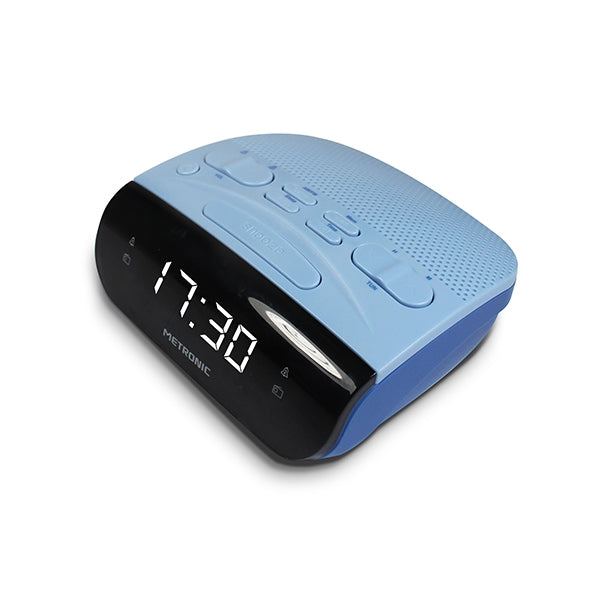 RADIO ALARMA METRONIC DOS COLORES AZUL DOBLE ALARMA