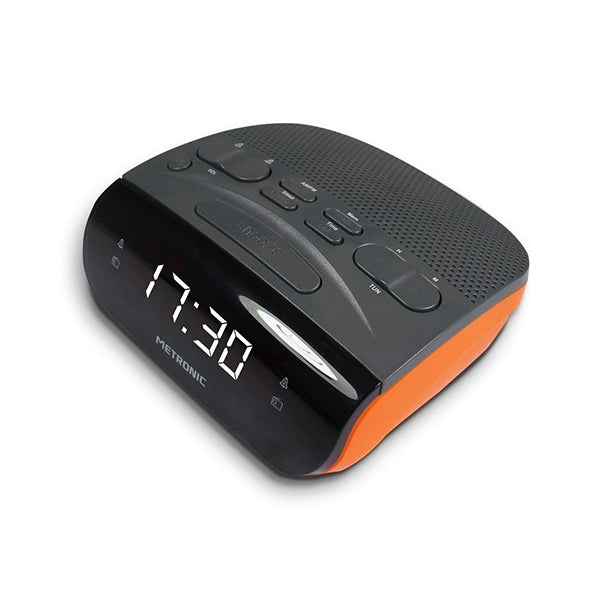 METRONIC RADIO ALARM TWO COLOR BLACK/ORANGE DOUBLE ALARM