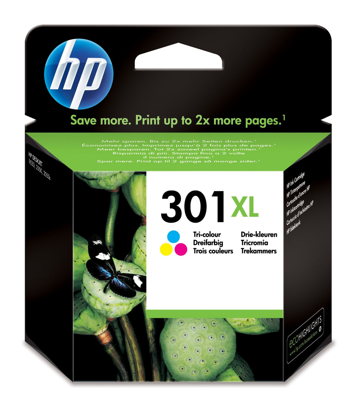 HP 301XL - 6 ml - Alto Rendimento - cor (ciano, magenta, amarelo) - original - tinteiro - para Deskjet 1050A J410, 1051A J410, 10XX, 10XX J410, 15XX, 2000, 2050 J510, 2050A J510, 2054A J510, 25XX, 3000, 3050 J610, 3050A J611, 3052A J611, 3054A J611,