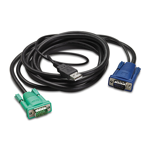 APC - Keyboard / Video / Mouse Cable (KVM) - USB, HD-15 (VGA) (M) to HD-15 (VGA) (M) - 3.66 m - black - - to P/N: AP5201, AP5202, AP5808, AP5816, KVM1116R