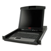 Consola LCD de APC - Consola KVM con conmutador KVM - 16 puertos - PS/2 - 17" - Montaje en rack - VGA - Negro - 1U - para P/N: AR3106SP, SMX1000C, SMX1500RM2UC, SMX1500RM2UCNC, SMX750C, SMX750CNC, SRT5KRMXLW-TW