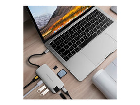 HyperDrive Slim 8-in-1 Hub - Estação de engate - USB-C - HDMI, Mini DP - GigE (HD247B-SILVER)