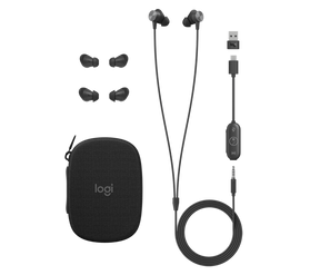 Logitech Zone Wired Earbuds - Headphones - In-Ear - With Cable - 3.5mm Jack - Noise Isolation - Graphite - Certified for Microsoft Teams