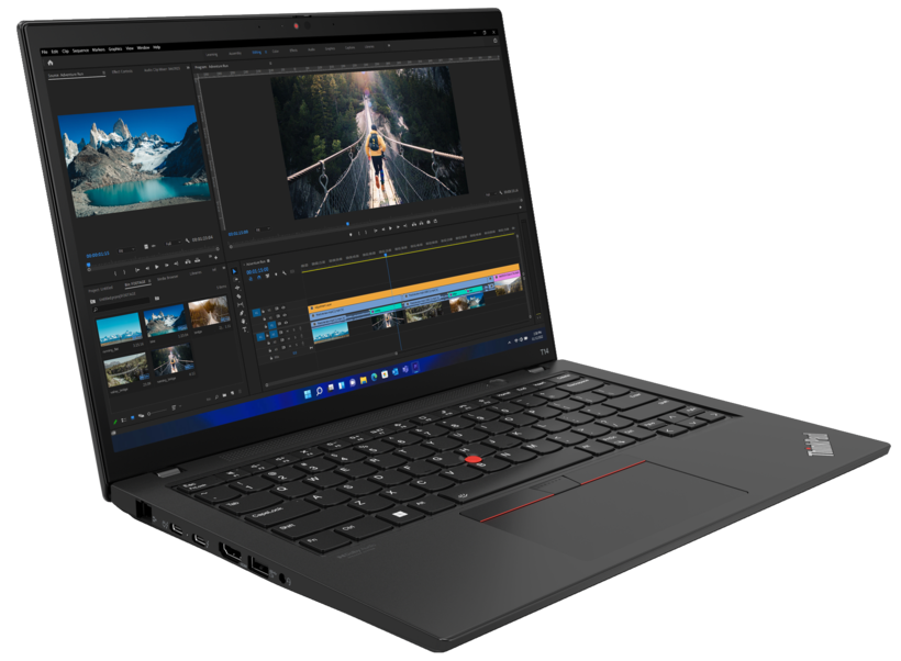 Lenovo ThinkPad T14 Gen 3 21AH - Design de dobradiças de 180 graus - Intel Core i7 1260P / 2.1 GHz - Win 11 Pro - Iris Xe Graphics - 16 GB RAM - 512 GB SSD TCG Opal Encryption 2, NVMe - 14" IPS 1920 x 1200 - Wi-Fi 6E - preto trovão - kbd: Português -