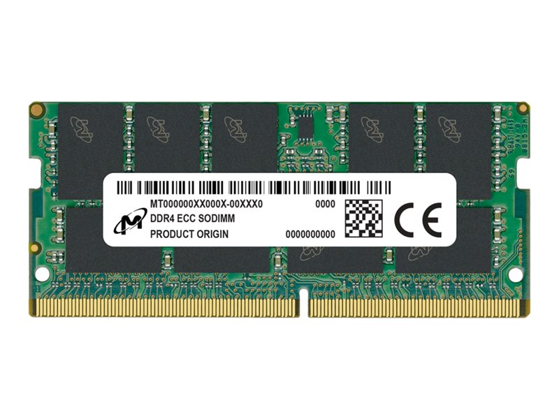 Micron - DDR4 - module - 16 GB - 260-pin SO DIMM - 3200 MHz / PC4-25600 - CL22 - 1.2 V - unbuffered - ECC (MTA18ASF2G72HZ-3G2R1R)