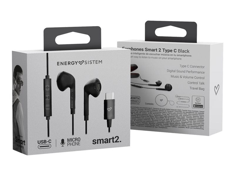 Energy Smart 2 Type C - In-ear headphones with microphone - ear bud - with cable - USB-C - black